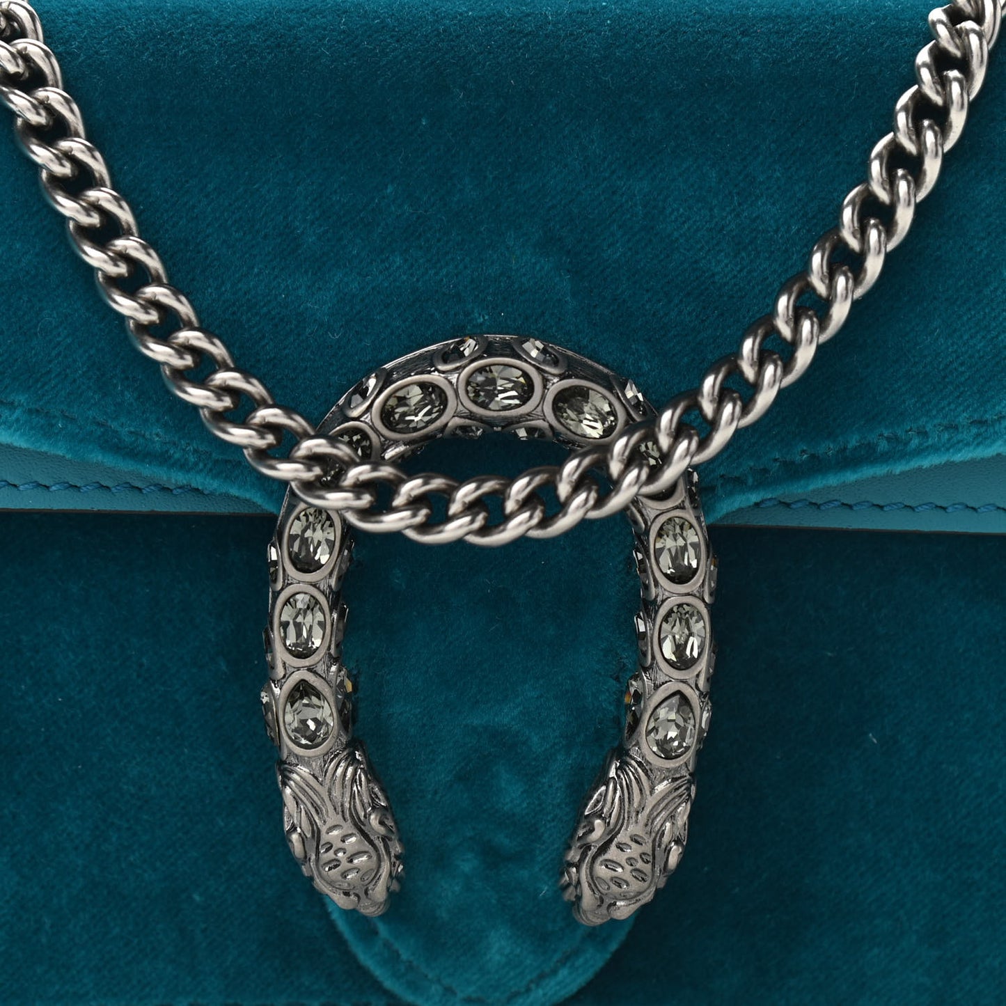 Velvet Super Mini Dionysus Shoulder Bag Pavone Cyan