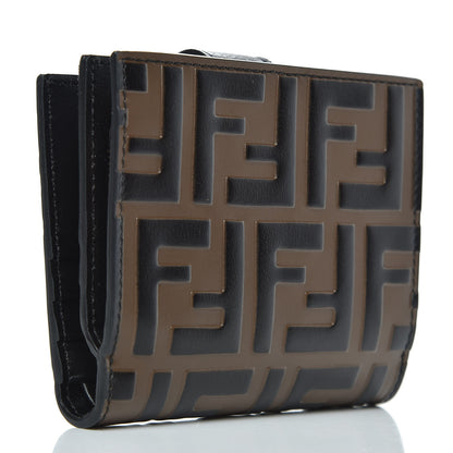 Fendi Vitello Cruise F is Fendi Bi-Color FF 1974 Embossed Compact Wallet Black Maya 3 of 7