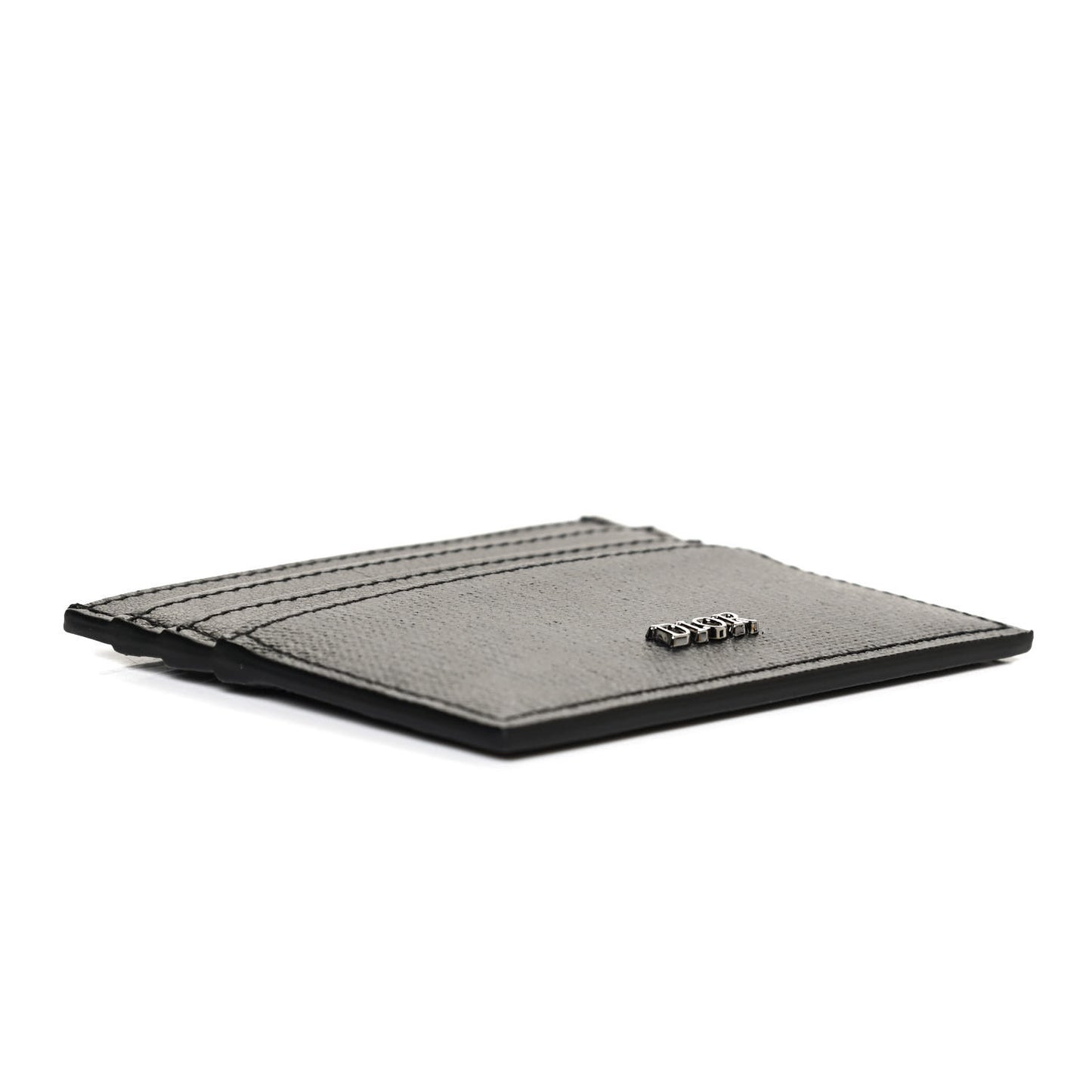Coated Canvas Calfskin CD Diamond Card Holder Black