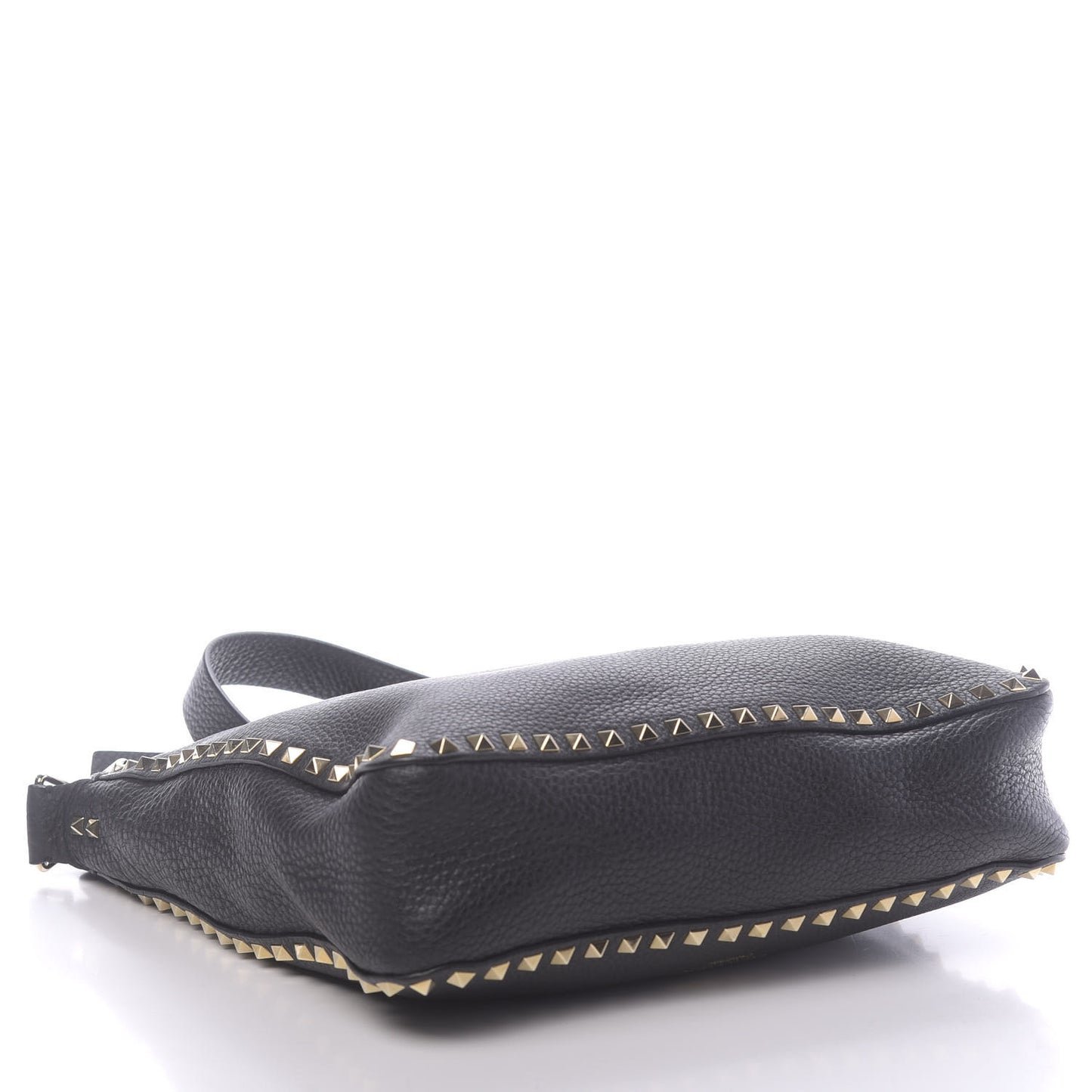 Pebbled Calfskin Large Rockstud Flip-Lock Messenger Bag Black