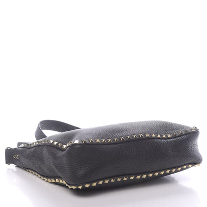 Valentino Garavani Pebbled Calfskin Large Rockstud Flip-Lock Messenger Bag Black 4 of 9