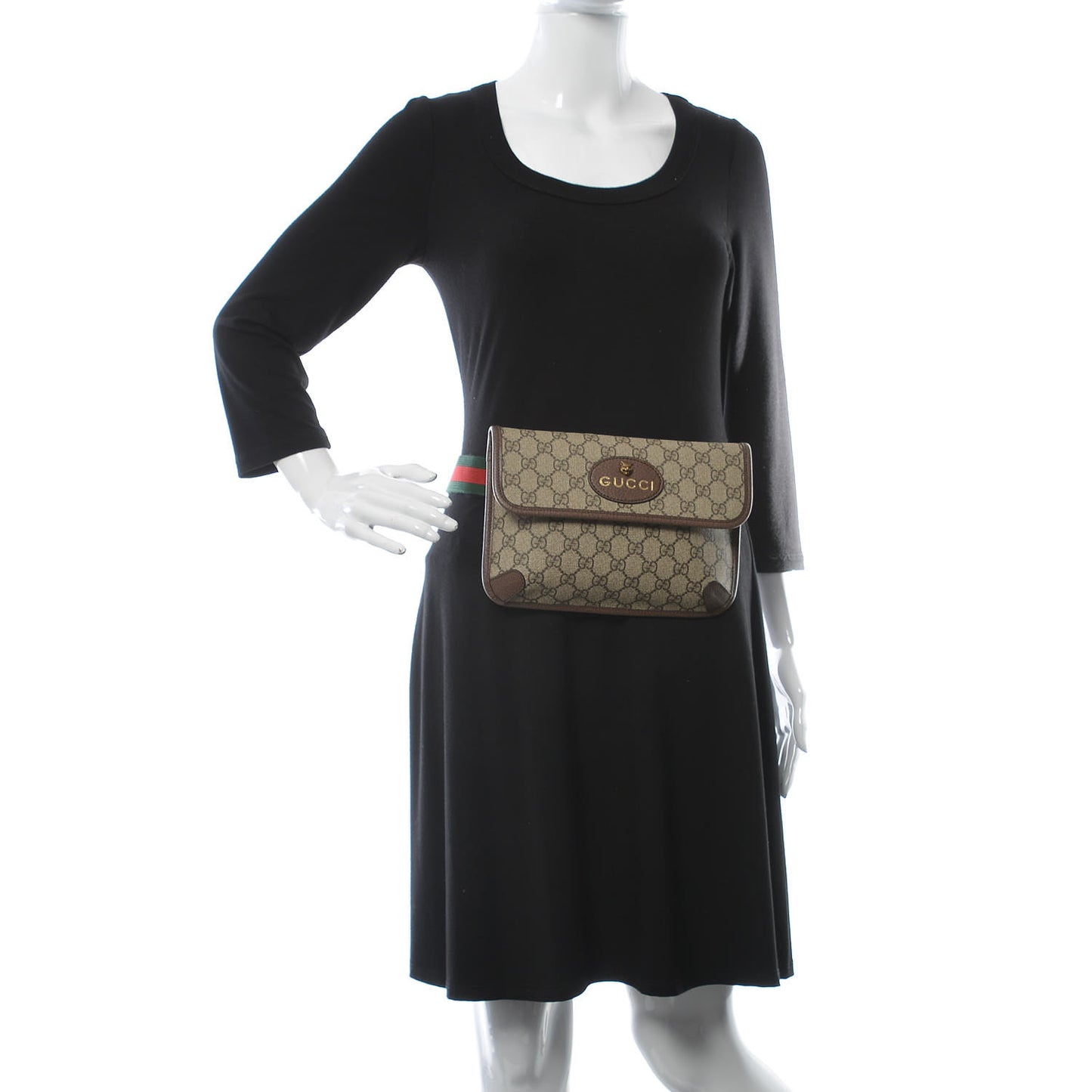 GG Supreme Monogram Neo Vintage Web Belt Bag Brown