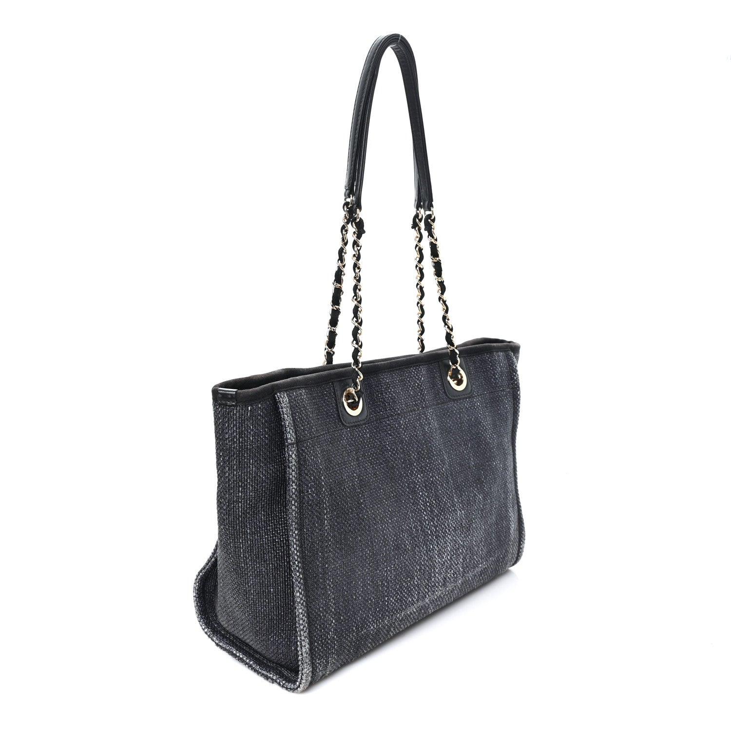 Chanel Woven Straw Raffia Small Deauville Tote Charcoal 3 of 13