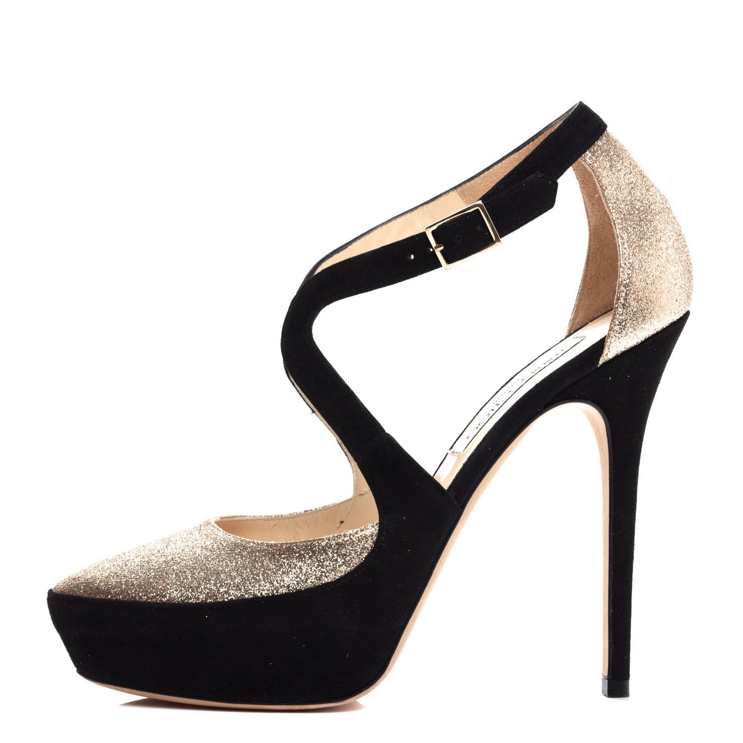 Suede Glitter Tulip Pumps 38 Black Nude