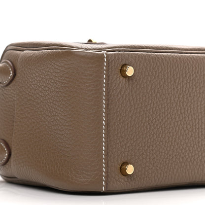Hermes Taurillon Clemence Mini Lindy 20 Etoupe 9 of 13
