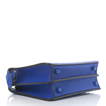 Fendi Cuoio Romano Vitello Cover Sellerissima Monochrome Mini Peekaboo I SEE U Satchel Blue Neon 4 of 10