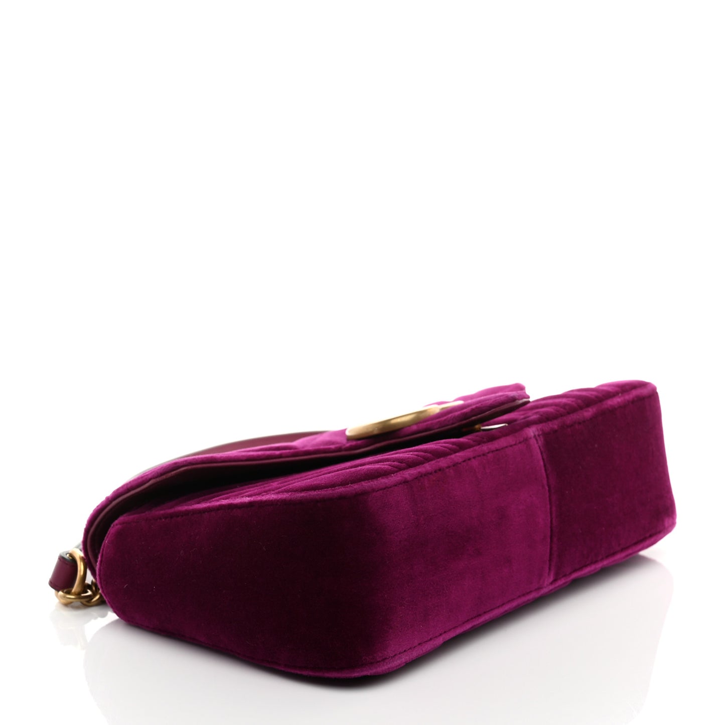 Velvet Matelasse Small GG Marmont Shoulder Bag Fuchsia Violet Cyclamen