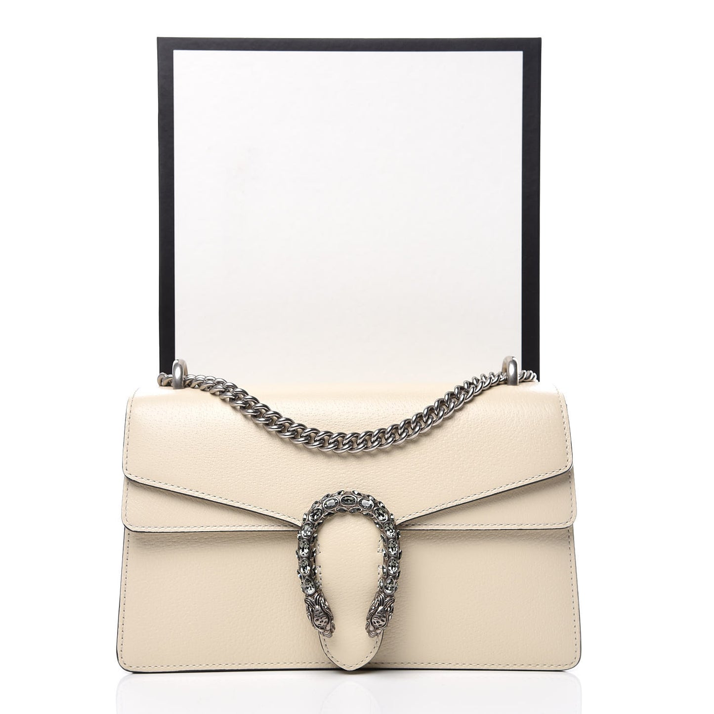Textured Calfskin Crystal Small Dionysus Shoulder Bag Mystic White