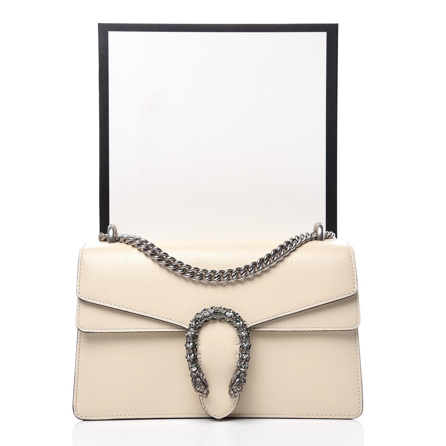 Gucci Textured Calfskin Crystal Small Dionysus Shoulder Bag Mystic White 10 of 10