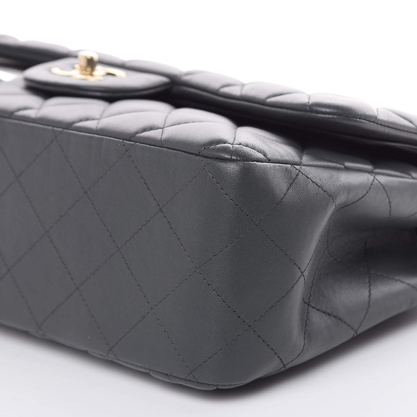 Lambskin Quilted Jumbo Double Flap Grey