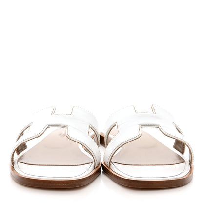 Hermes Box Calfskin Oran Sandals 36 White 2 of 9