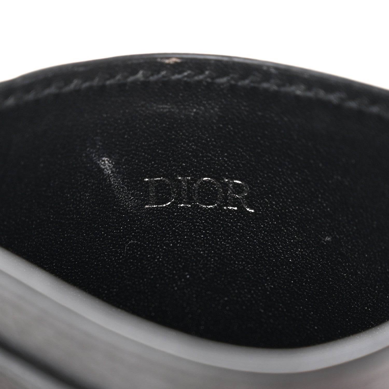 Christian Dior Grained Calfskin Oblique Card Holder Black 6 of 15