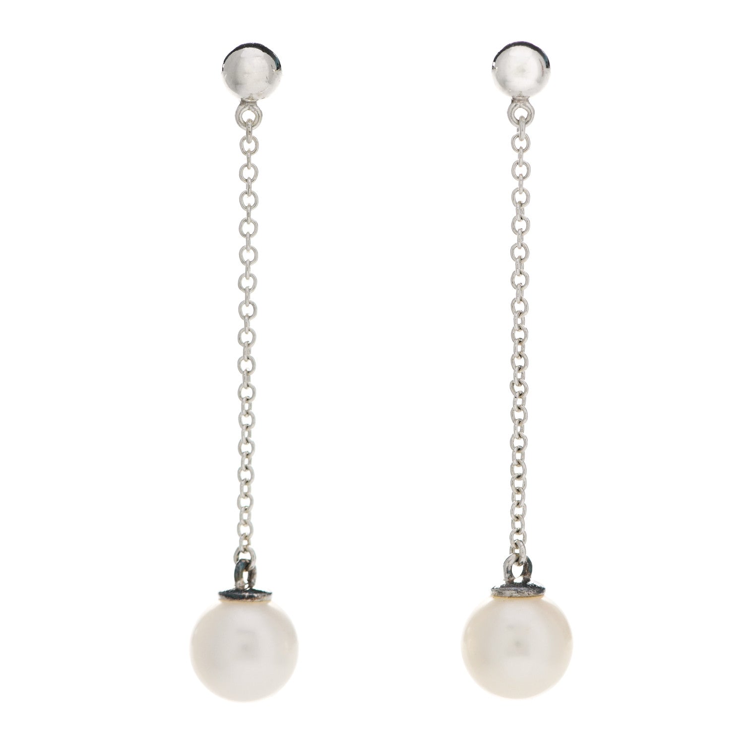 Tiffany Sterling Silver Pearl Ziegfeld Drop Earrings 1 of 5
