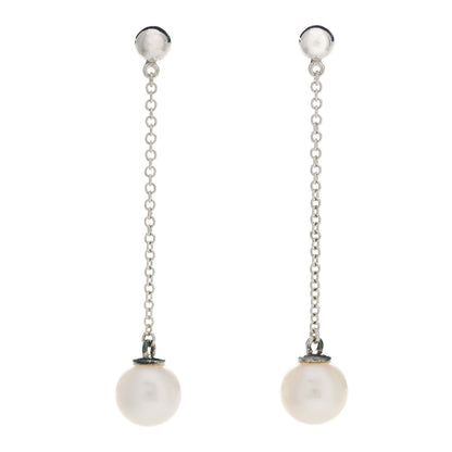 Tiffany Sterling Silver Pearl Ziegfeld Drop Earrings 1 of 5