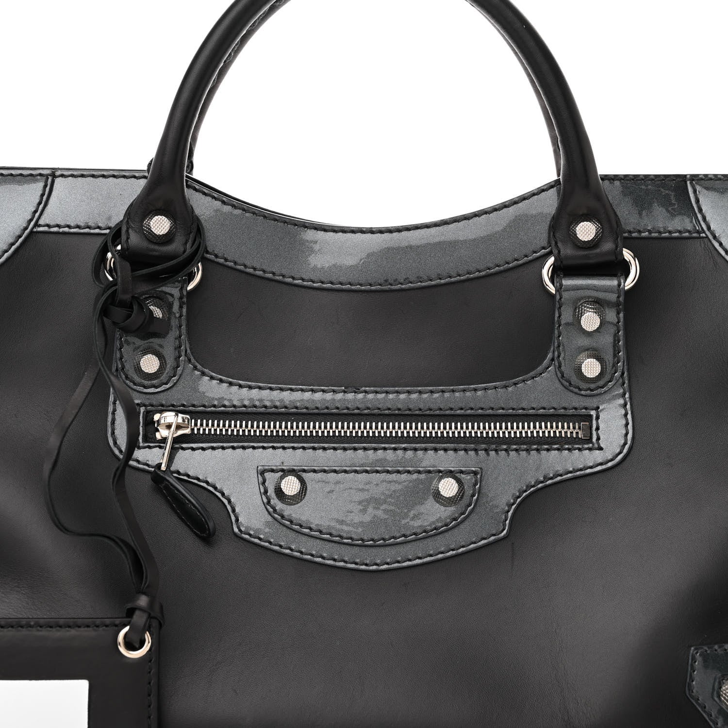 Balenciaga Smooth Calfskin Metallic Patent Giant 12 Silver Hardware City Black Gris 7 of 11