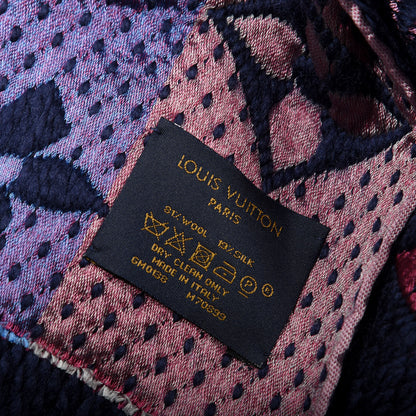 Louis Vuitton Wool Silk Rainbow Logomania Scarf Navy 3 of 3