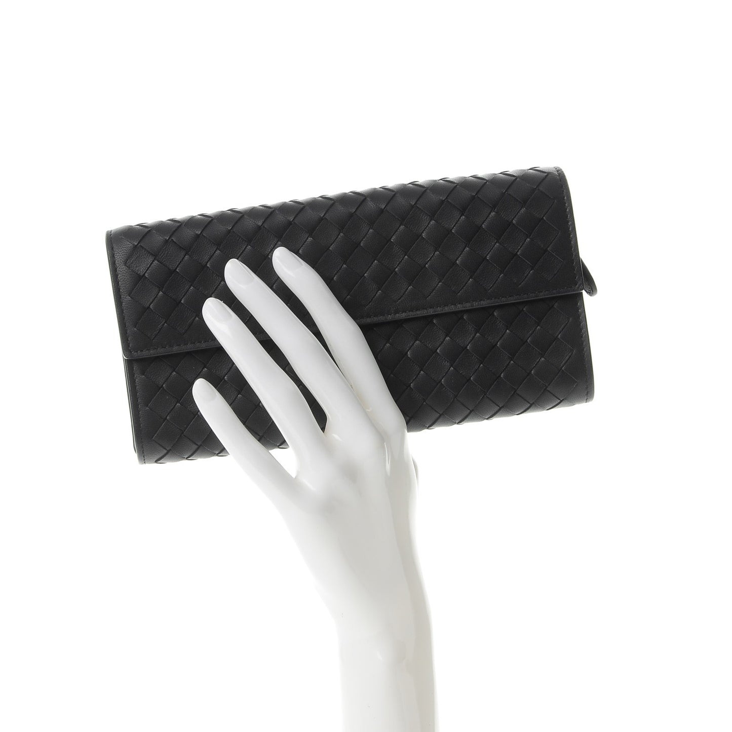 Nappa Intrecciato Continental Flap Wallet Nero Black