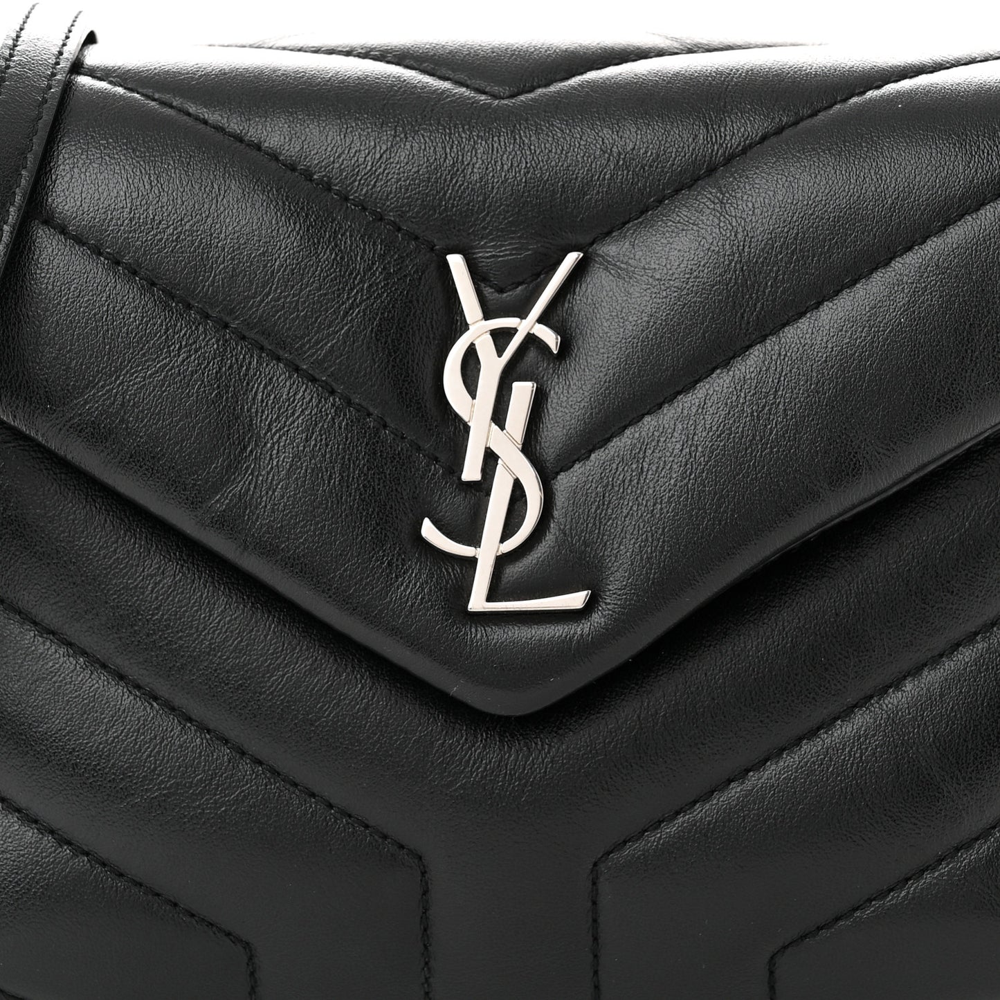 Calfskin Y Quilted Monogram Toy Loulou Crossbody Bag Black
