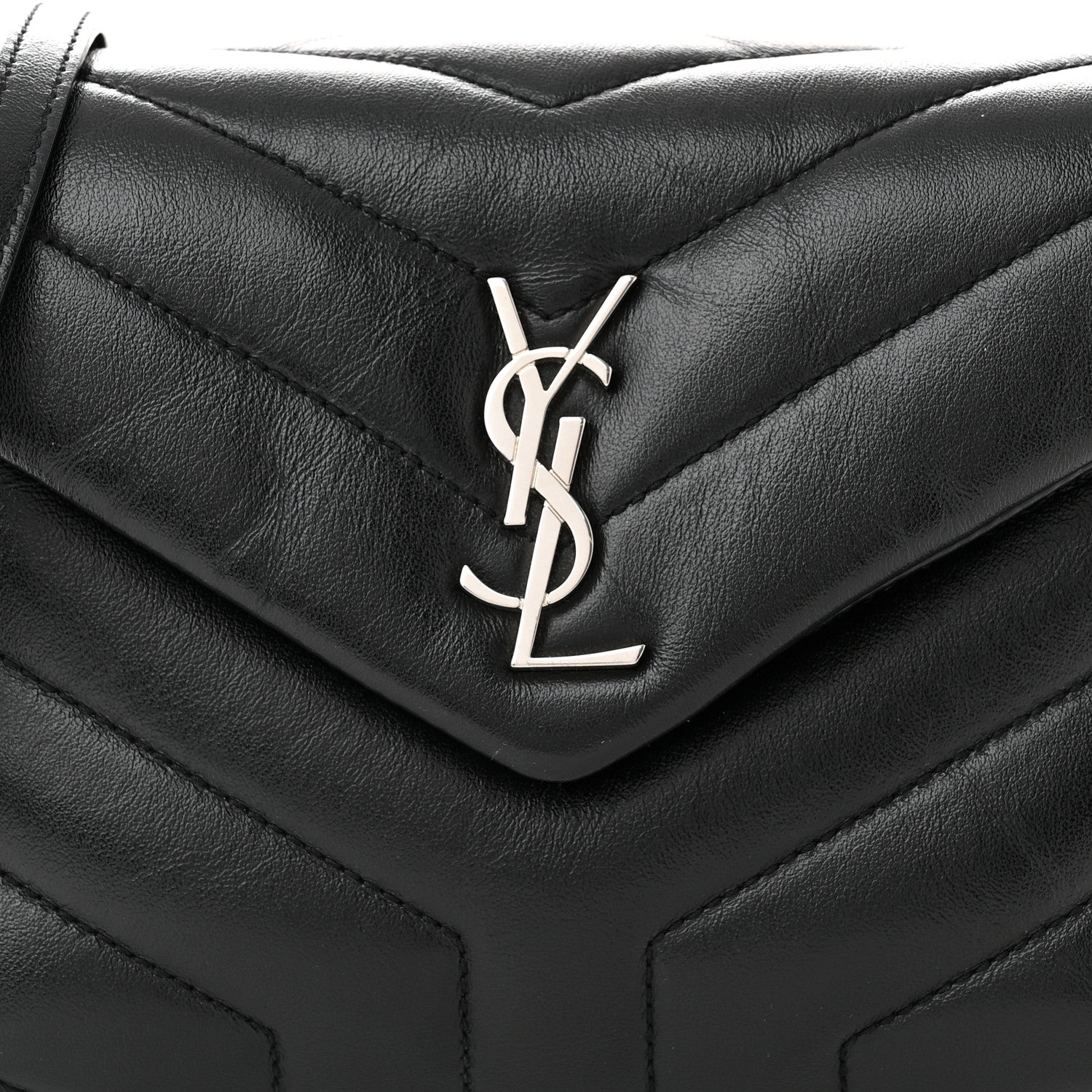 Saint Laurent Calfskin Y Quilted Monogram Toy Loulou Crossbody Bag Black 8 of 11