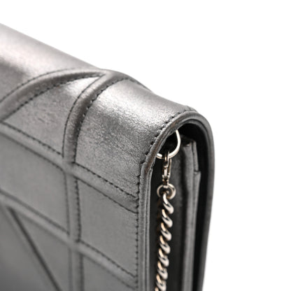 Christian Dior Metallic Grained Calfskin Diorama Wallet on Chain Pouch Gunmetal Grey 10 of 10
