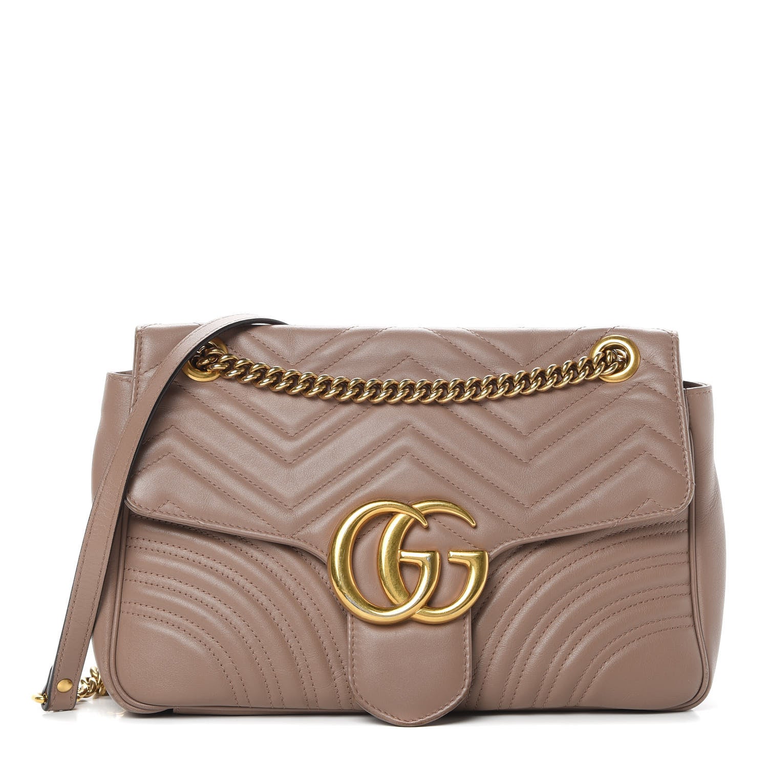 Gucci Calfskin Matelasse Medium GG Marmont Shoulder Bag Porcelain Rose 1 of 19