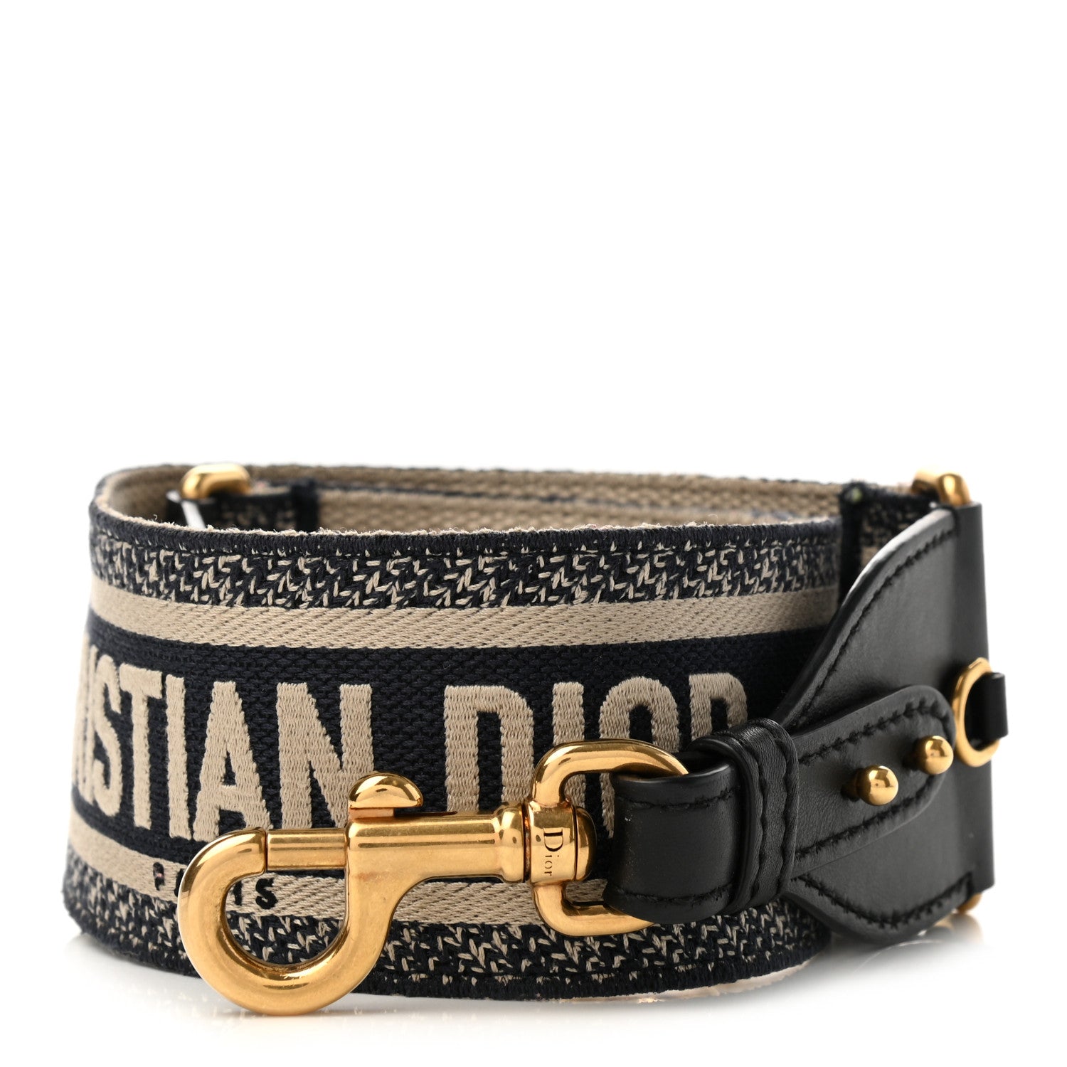 Christian Dior Canvas Embroidered Shoulder Strap Black 1 of 6