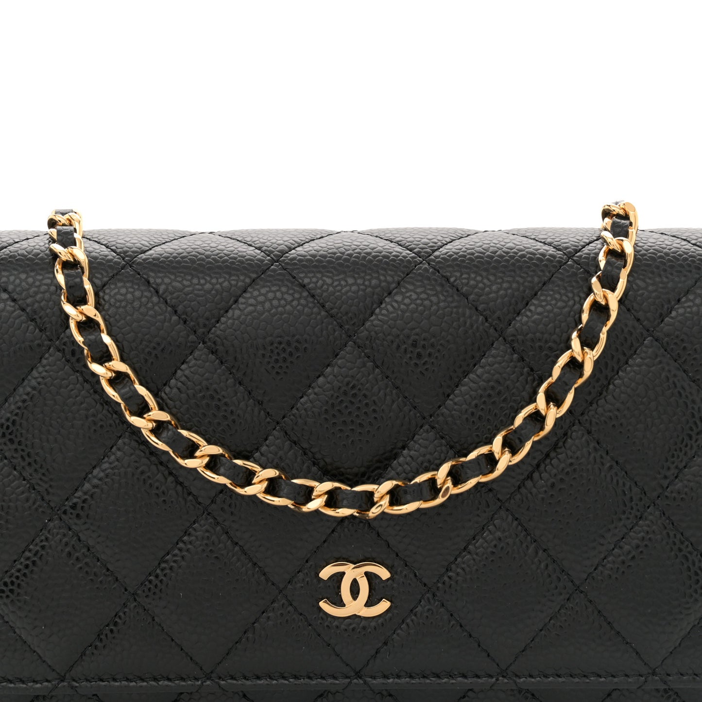 Caviar Quilted Wallet on Chain WOC Black