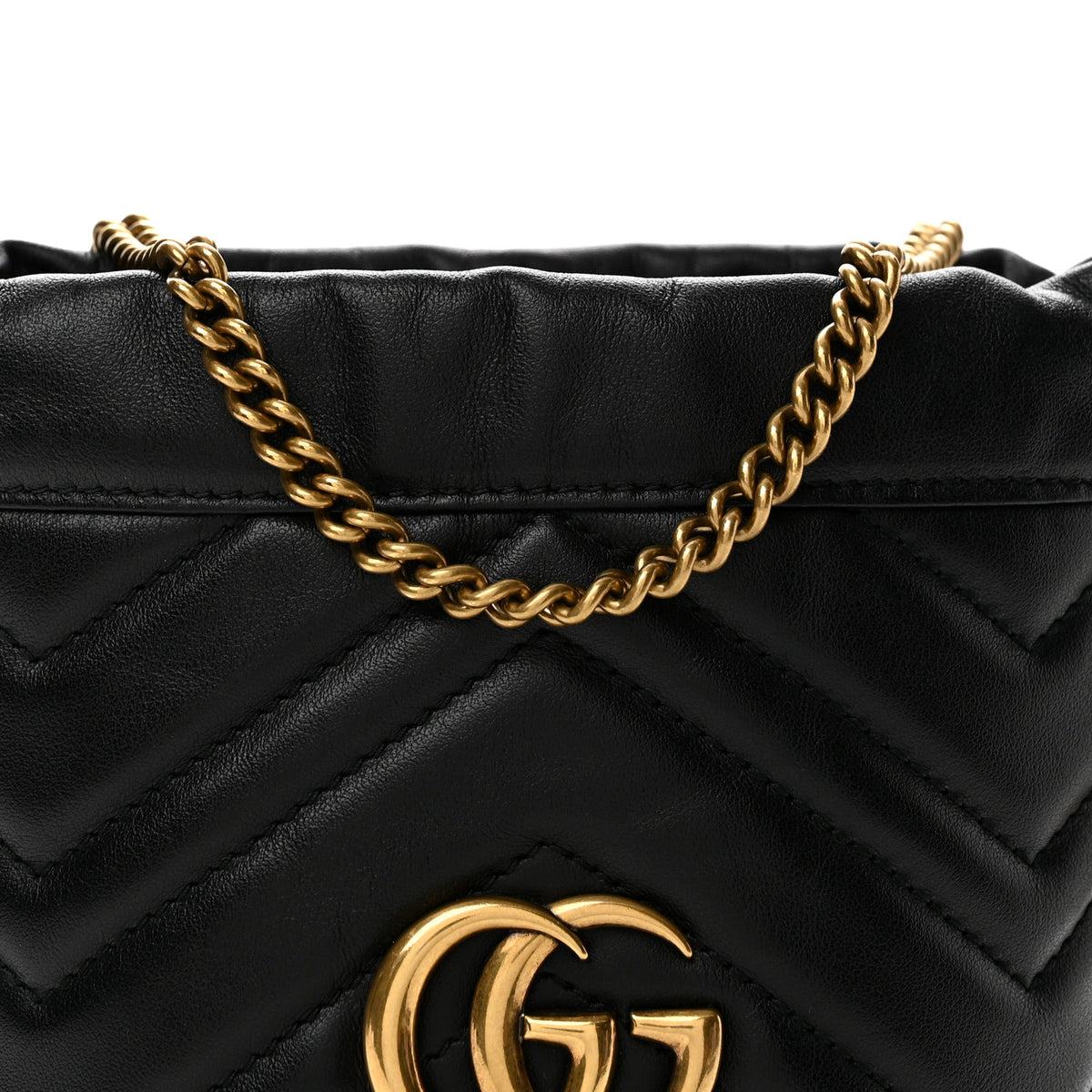Gucci Calfskin Matelasse Mini GG Marmont 2.0 Bucket Bag Black 8 of 11