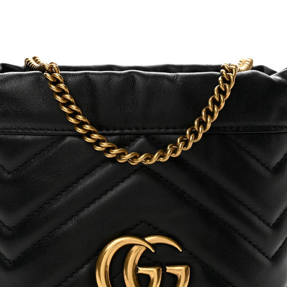 Gucci Calfskin Matelasse Mini GG Marmont 2.0 Bucket Bag Black 8 of 11