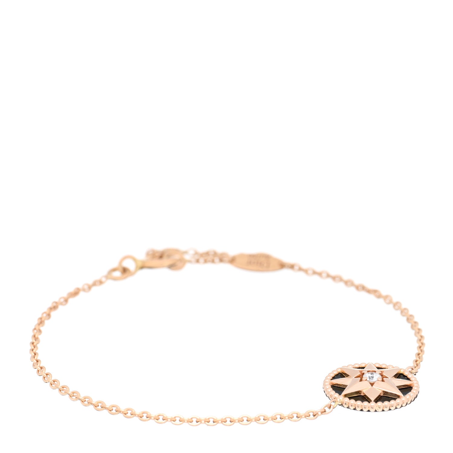 Christian Dior 18K Rose Gold Diamond Black Onyx Rose Des Vents Bracelet 1 of 3