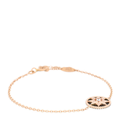 Christian Dior 18K Rose Gold Diamond Black Onyx Rose Des Vents Bracelet 1 of 3