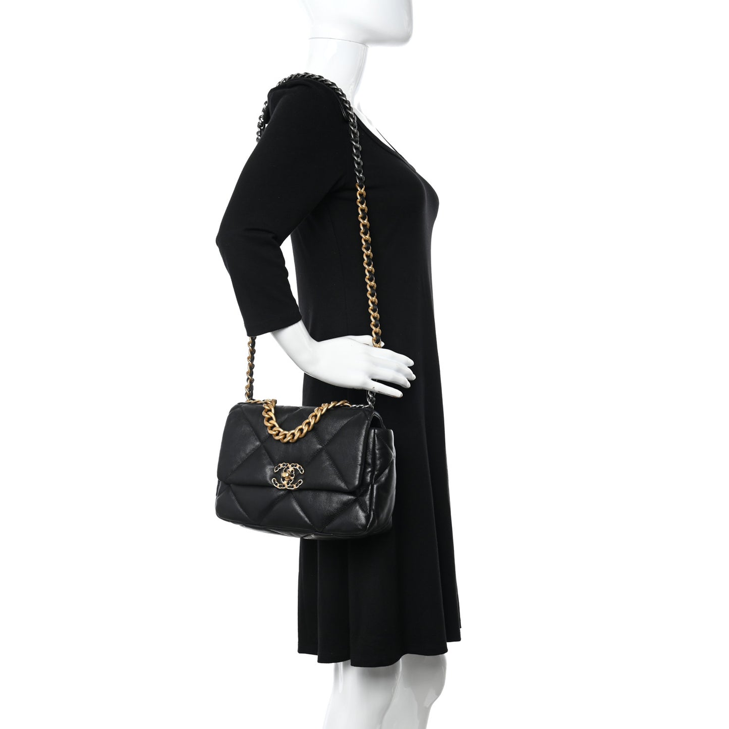 Lambskin Quilted Medium Chanel 19 Flap Black