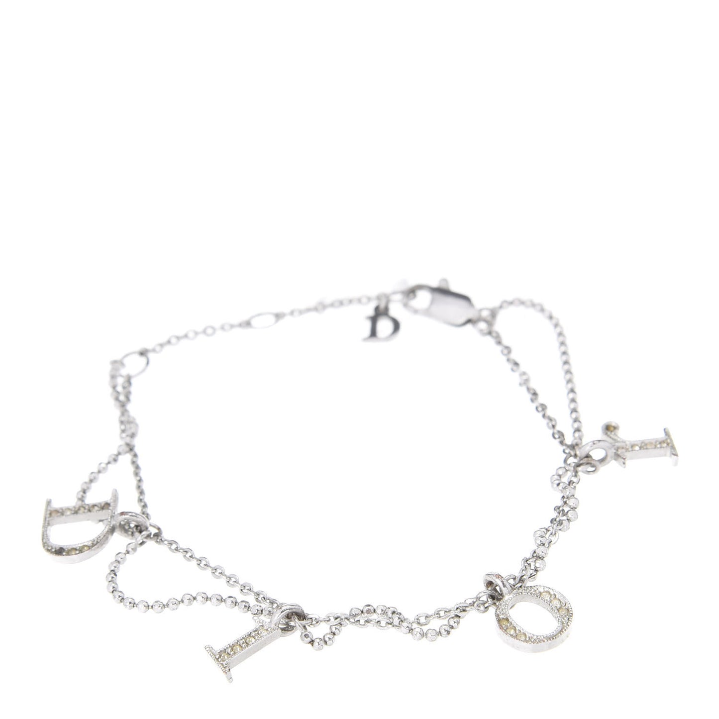 Crystal Logo Charm Bracelet Silver