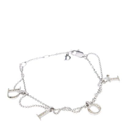 Christian Dior Crystal Logo Charm Bracelet Silver 1 of 5