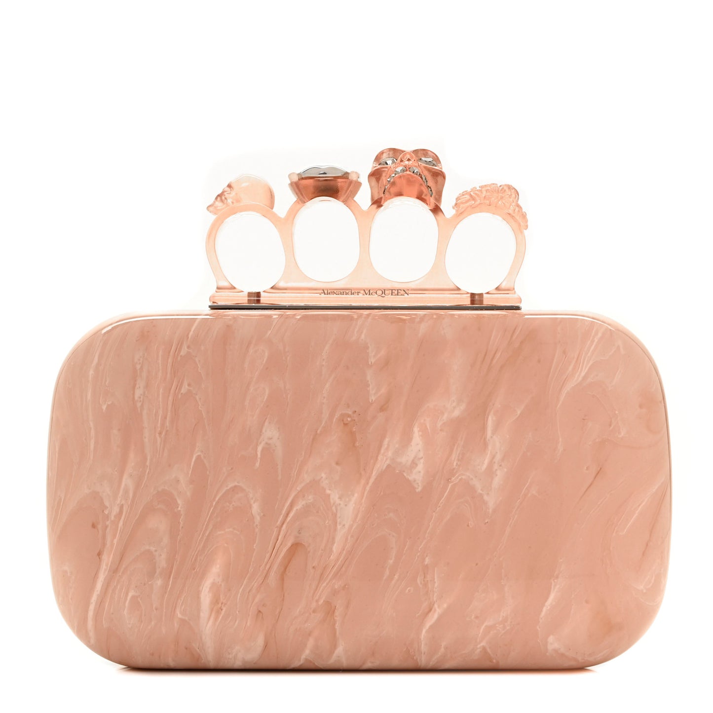PVC Marble Skull Box Clutch Rose Pink