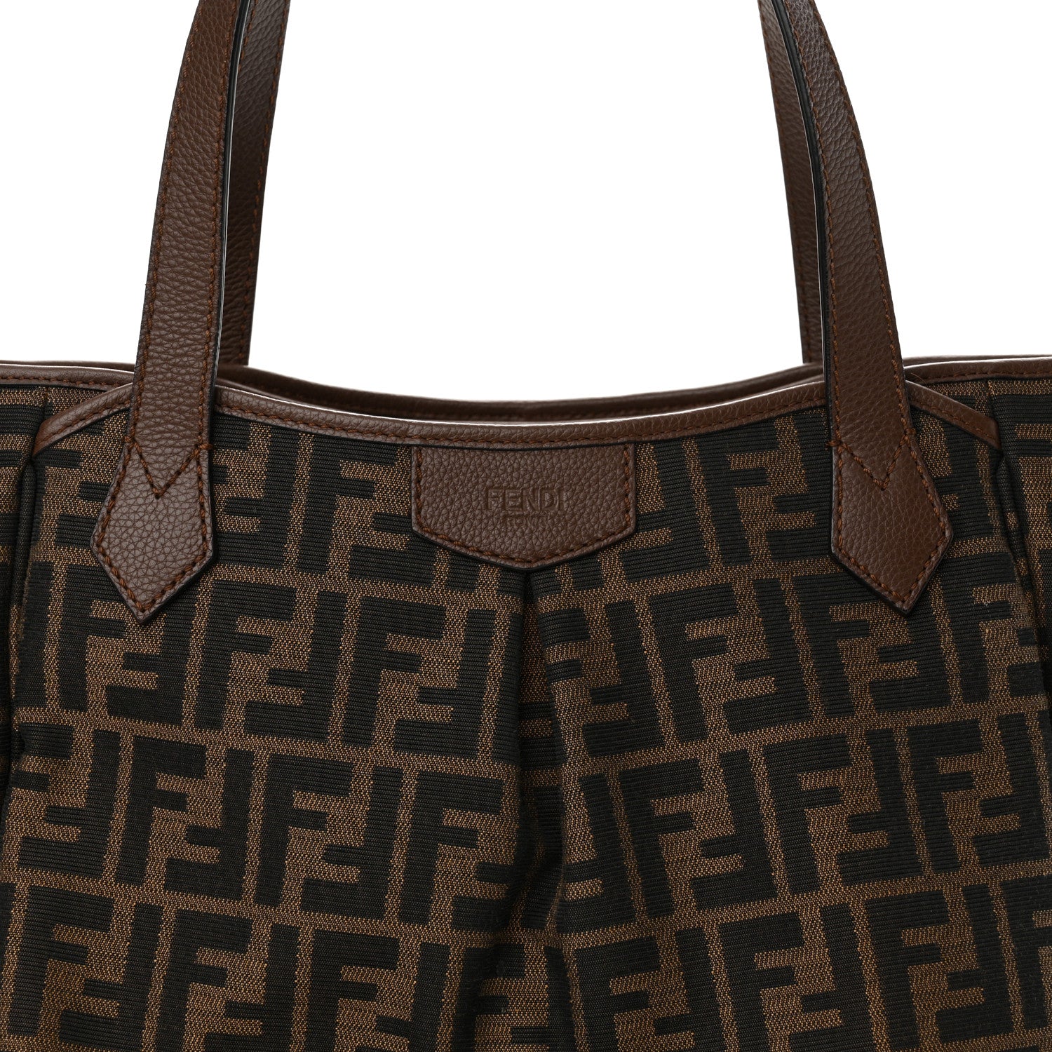 Fendi Zucca Vitello Artic Medium Shopping Tote Tobacco Castagna 8 of 10
