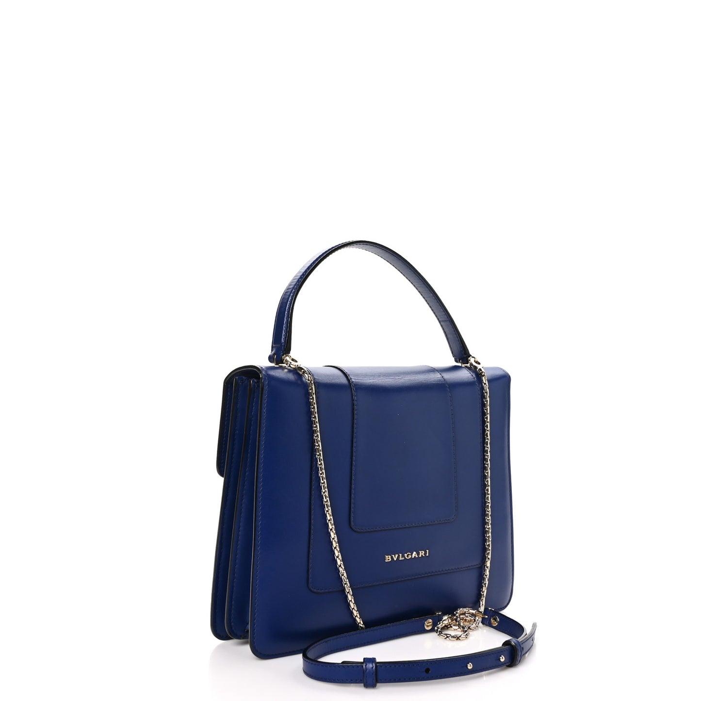 Calfskin Large Serpenti Forever Top Handle Blue