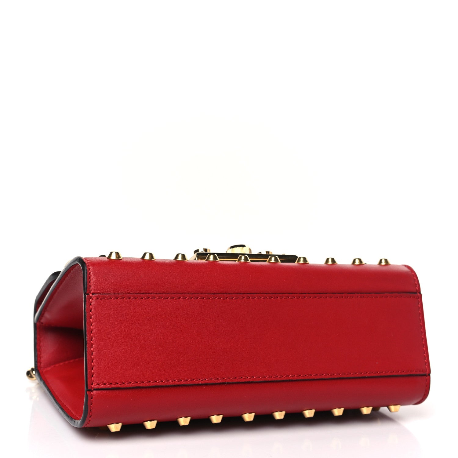 Gucci Calfskin Studded Small Padlock Shoulder Bag Hibiscus Red 4 of 9