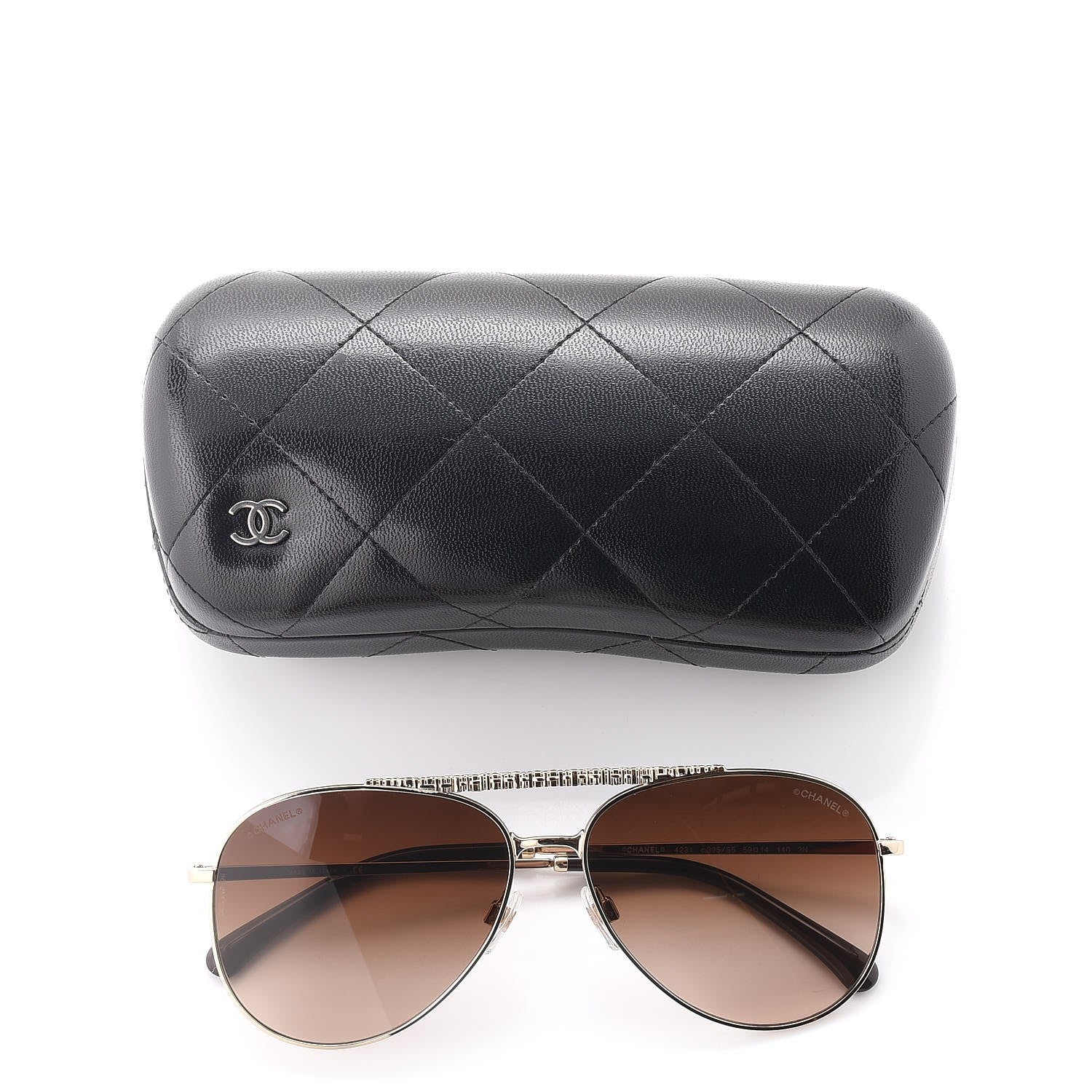 Chanel Aviator Metallic Pilot Sunglasses 4231 Gold 8 of 8