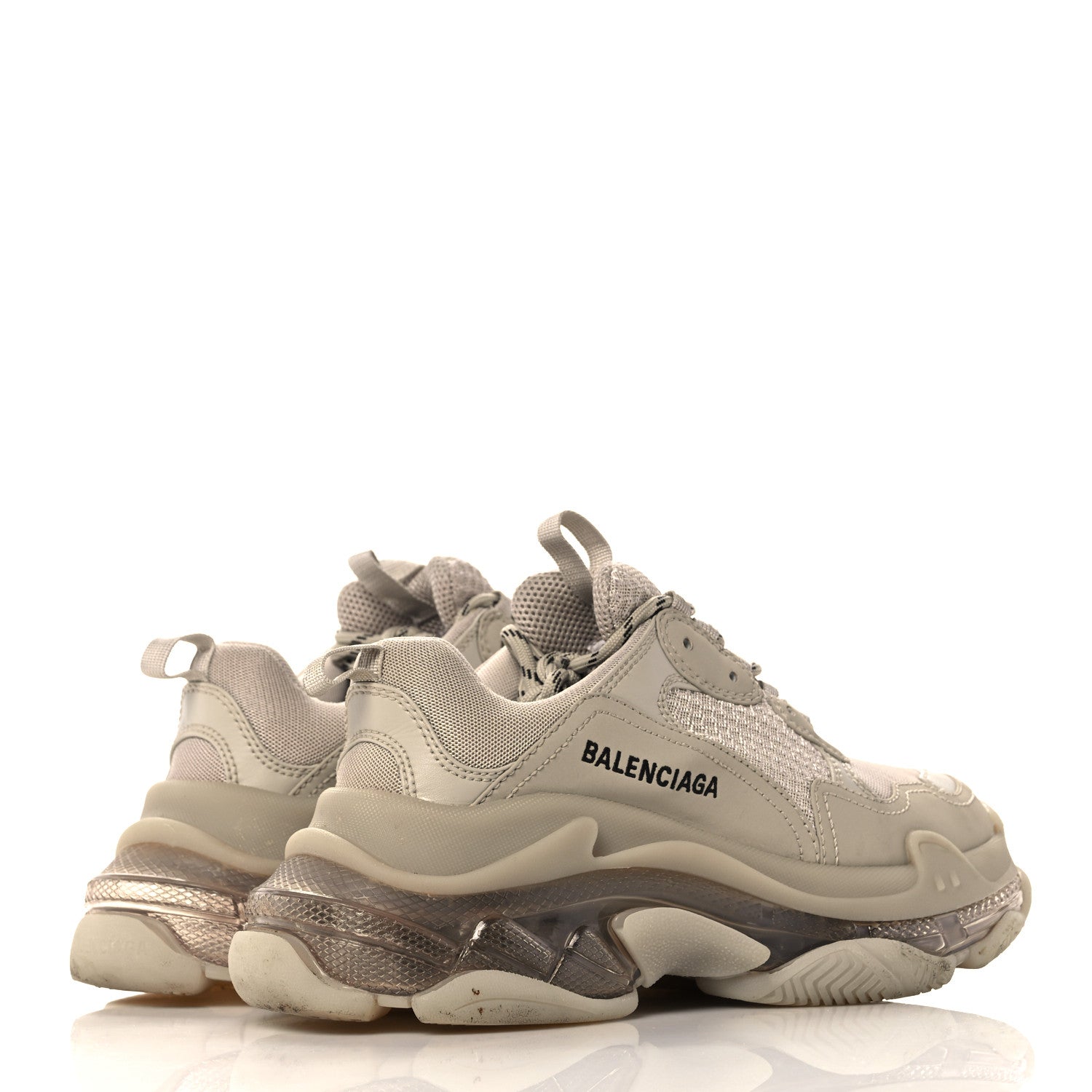 Balenciaga Fabric Mesh Clear Sole Womens Triple S Sneakers 38 Beige 4 of 11