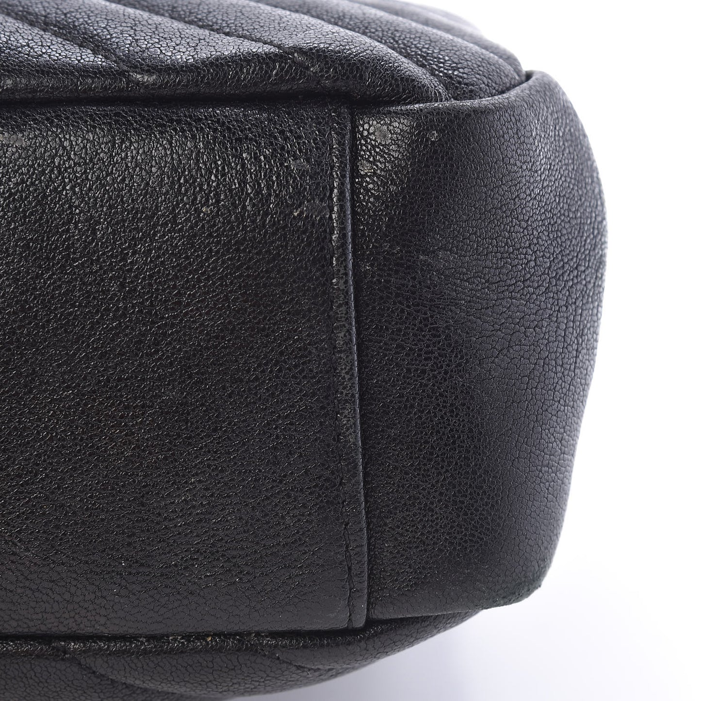 Sheepskin Matelasse Chevron Monogram Large College Satchel Black