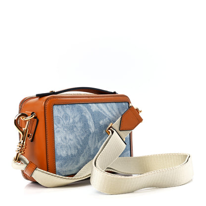 Versace Denim Calfskin Allover Small Messenger Bag Blue 3 of 10