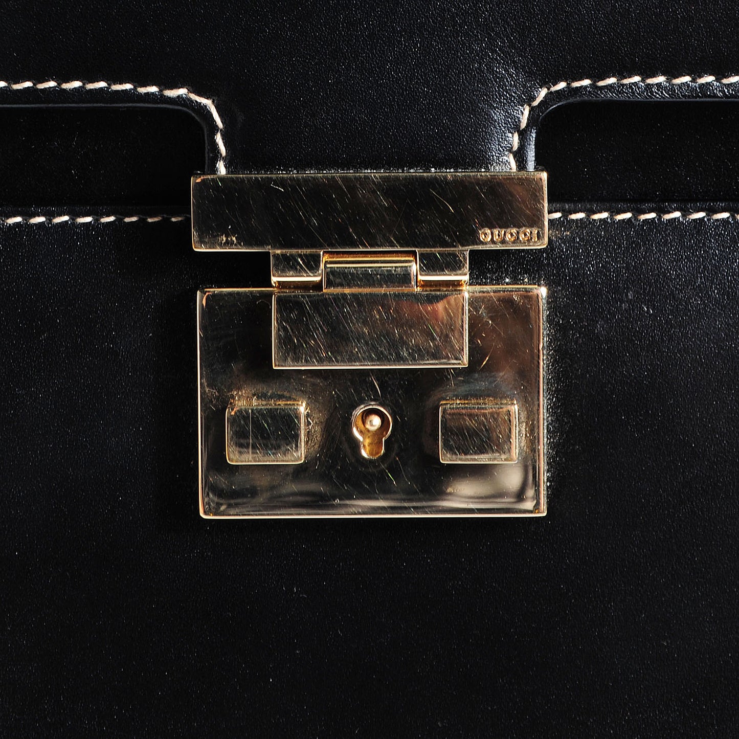 Leather Lady Lock Flap Tote Black