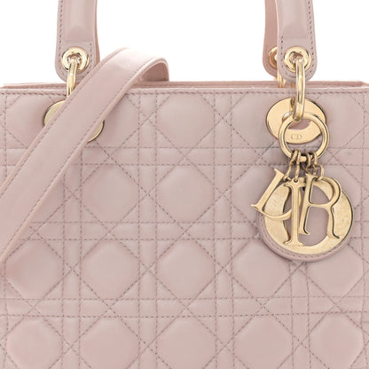Christian Dior Pearly Lambskin Cannage Medium Lady Dior Lotus 8 of 13