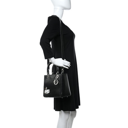 Christian Dior Ceramic Effect Deerskin Jeweled Swan Lady Dior Black 2 of 11