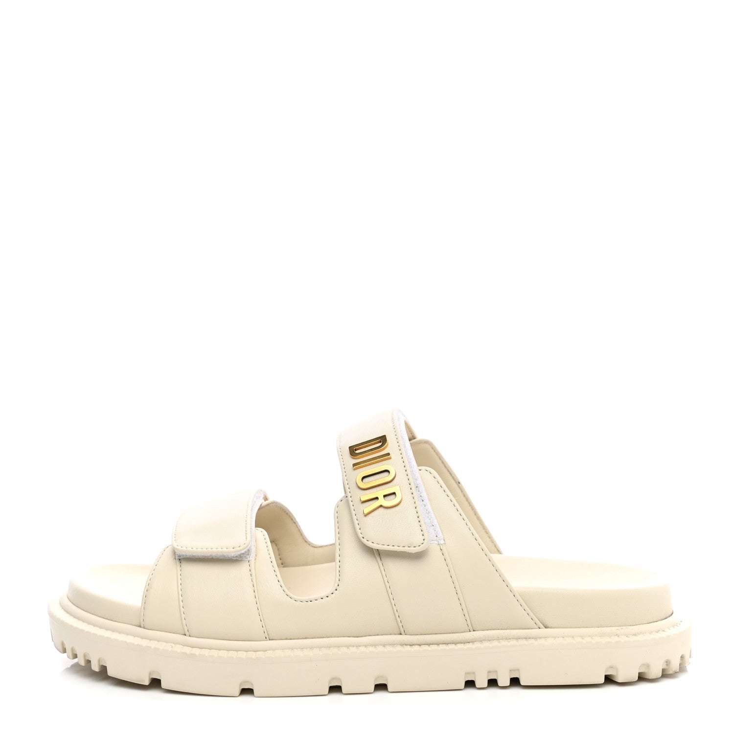 Christian Dior Lambskin Dioract 10mm Slide Sandals 37.5 Off White 1 of 11