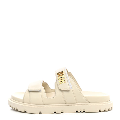 Christian Dior Lambskin Dioract 10mm Slide Sandals 37.5 Off White 1 of 11