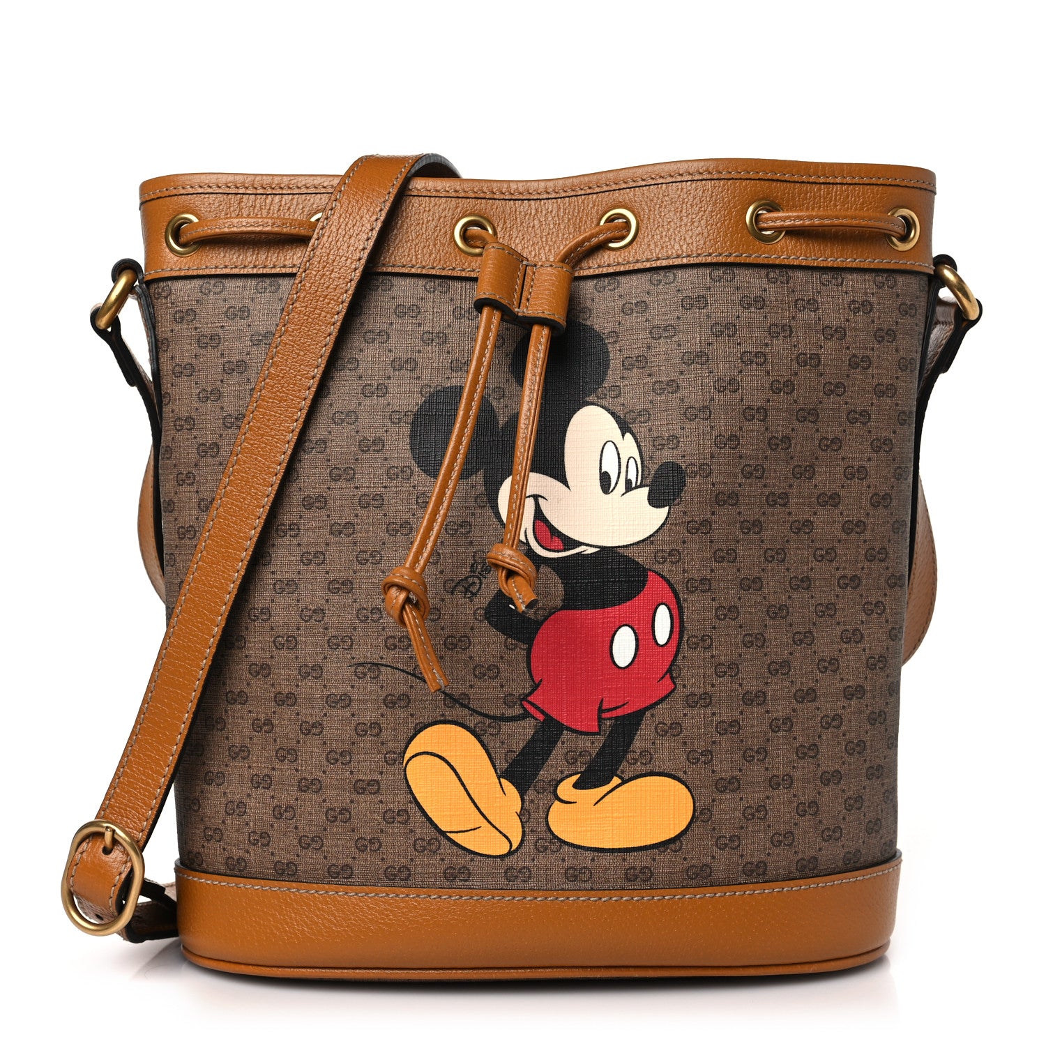 Gucci X DISNEY Mini Vintage GG Supreme Monogram Bucket Bag Beige Vintage Sun Oil 1 of 9