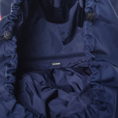 Balenciaga Textured Sport Nylon Logo Embroidered S Wheel Gym Bag Bleu Navy Rouge 5 of 8