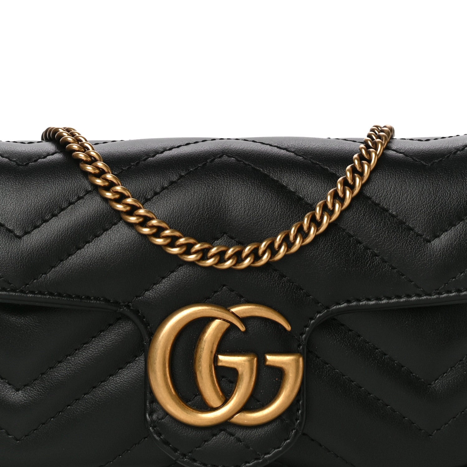 Gucci Calfskin Matelasse Super Mini GG Marmont Shoulder Bag Black 8 of 11